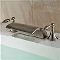 Athenian Double Handled Deck Mount Brushed Nickel Bathtub Faucet