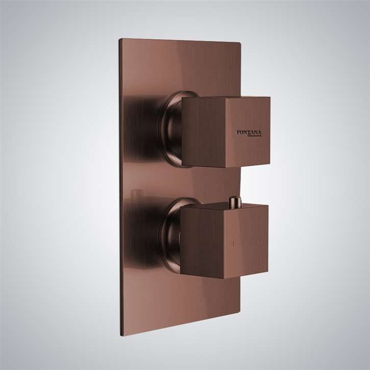 Fontana Solid Brass Oil Rubbed Bronze Finish Concealed Thermostatic Shower Valve Mixer 2-Way