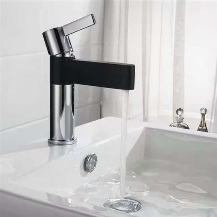 Ajaccio Single Handle Chrome Matte Black Deck Mounted Bathroom Faucet