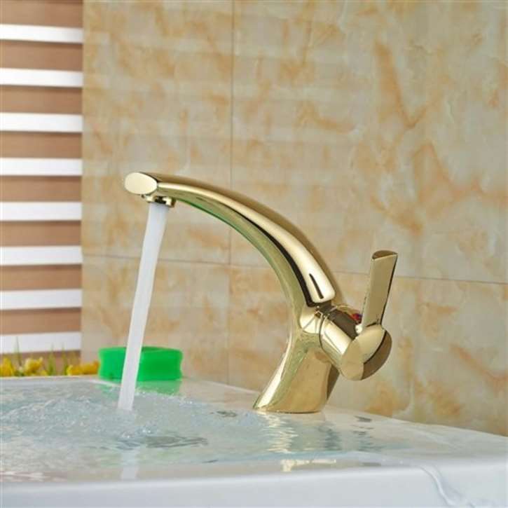Marseille Mixer Single Handle Vanity Sink Faucet Golden Brass