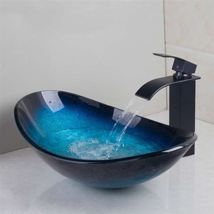 Rome Oval Bathroom Sink with Overflow & Faucet