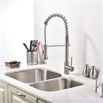 Quilmes Brushed Nickel Kitchen Sink Faucet with Pull Down Sprayer