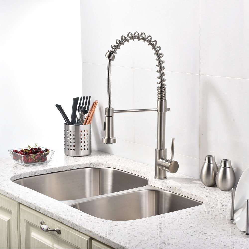 Buy the Brushed Nickel Kitchen Faucet at Fontana Showers