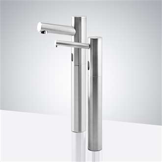 Fontana Commercial Tall Chrome Finish Automatic Bathroom Sink Faucet and Soap Dispenser