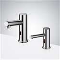 Fontana Commercial Chrome Finish Automatic Bathroom Sink Faucet and Soap Dispenser