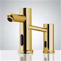 Fontana Commercial Gold Finish Automatic Bathroom Sink Faucet and Soap Dispenser