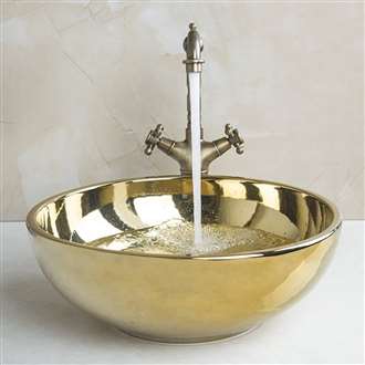 Florence Ceramic Bathroom Sink with Dual Handle Faucet Set