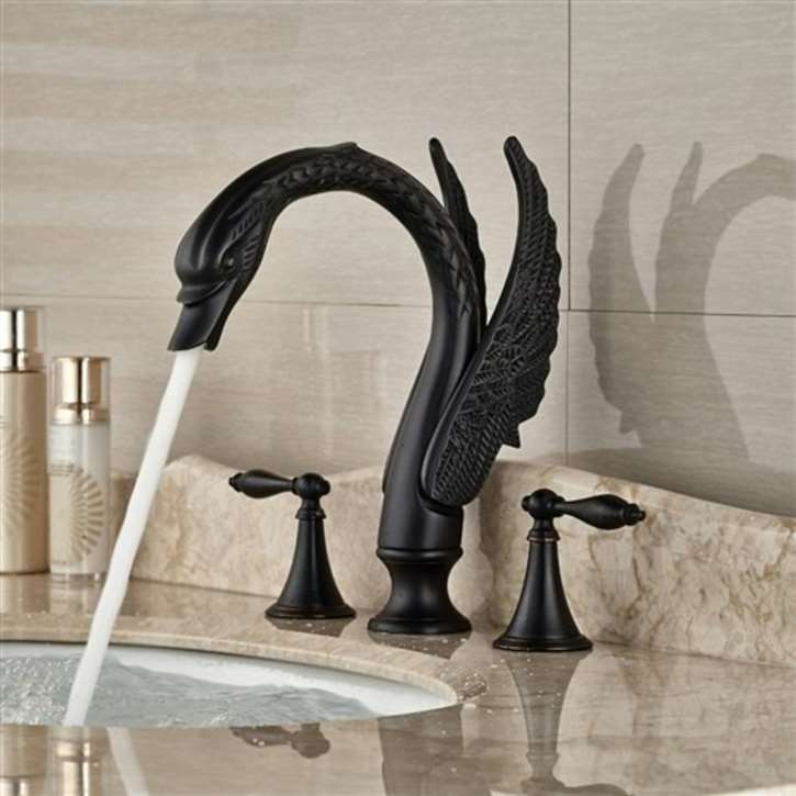 Fontana Dark Oil Rubbed Bronze Dual Handle Swan Faucet