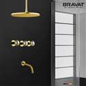 Bravat Crystal Gold Shower Set with Rain Shower Head