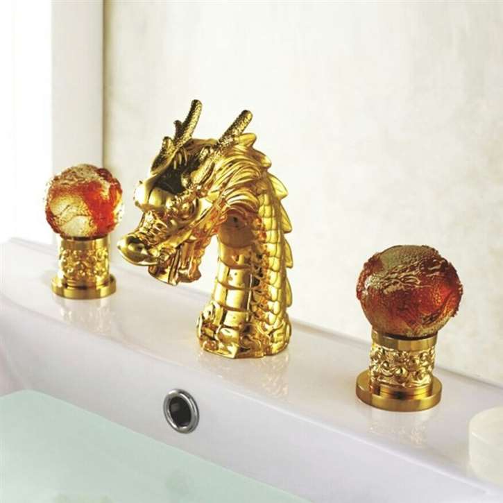 Fontana Leo Gold Dragon Deck Mount Bathtub Faucet