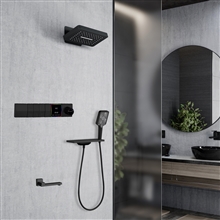 Fontana Matte Black In Wall Mounted Bathroom Shower Set With Luxury Stainless Steel Thermostatic Mixer