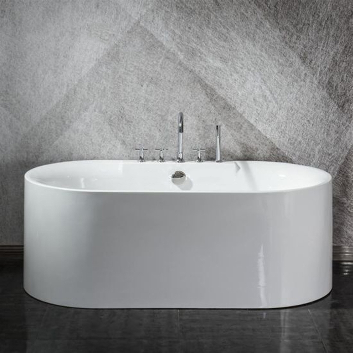 Fontana Citeaux White Indoor Oval Elegant Freestanding Bathtub