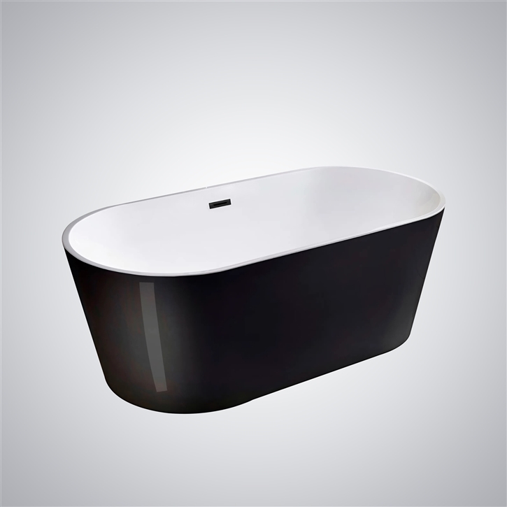 Fontana Trouville White & Black Acrylic Freestanding Soaking Bathtub