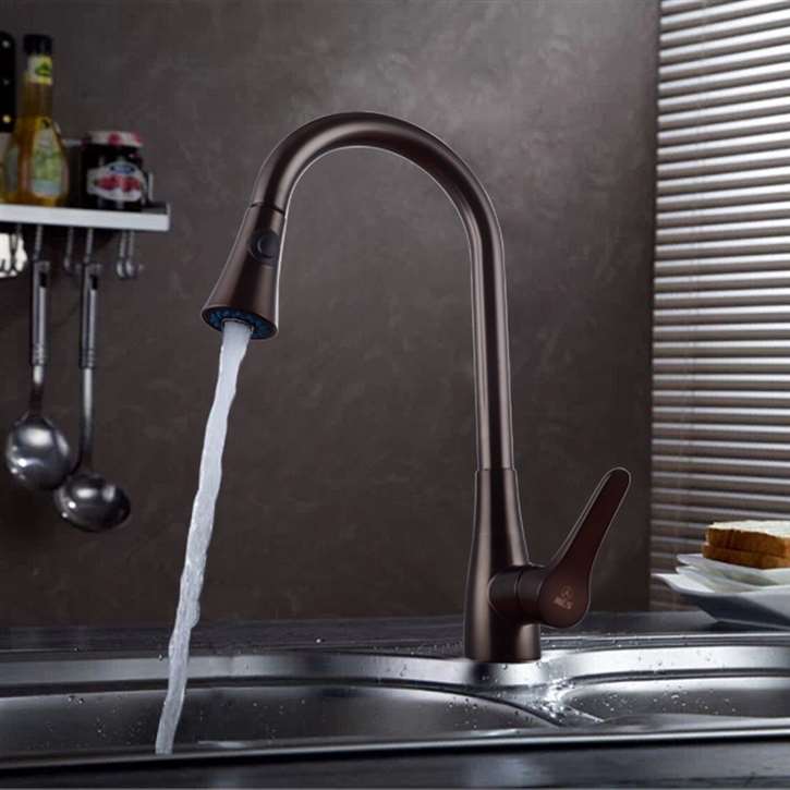 Vittoria Deck Mount Kitchen Oil Rubbed Bronze Finish Sink Faucet with Pull Down Sprayer