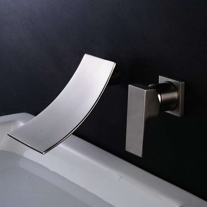Orotina Wall Mount Bathroom Sink Faucet with Steel & Brass Body