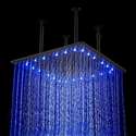 40" Matte Black Square LED Rain Shower Head