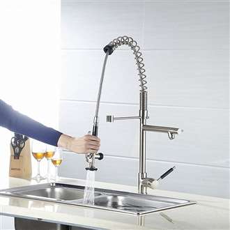 Grecia Deck Mount Single Handle Kitchen Sink Faucet with Pull Down Sprayer
