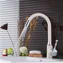 Atenas Deck Mount Kitchen Sink Faucet with White & Chrome Finish