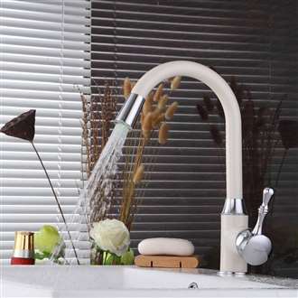 Atenas Deck Mount Kitchen Sink Faucet with White & Chrome Finish