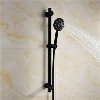 Fontana Matte Black Shower Set with Shower Hose, Faucet, And Sliding Bar