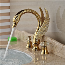 Milano Gold Swan Shaped Dual Handle Bathroom Sink Faucet