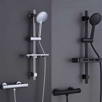 Fontana Handheld Shower in a Matte Black Finish with a Round Single Outlet Thermostatic Faucet
