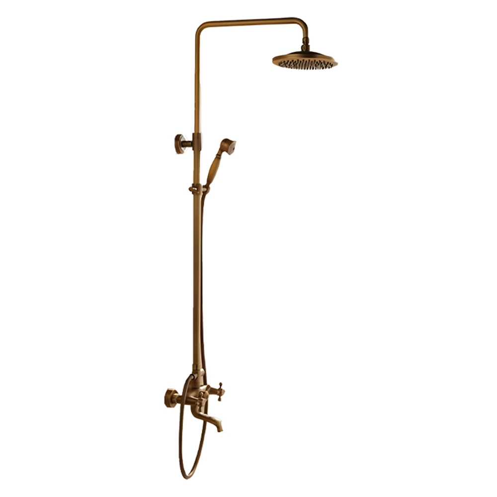 Buy Naples Antique Brass Rainfall Shower Set with Shower Caddy One