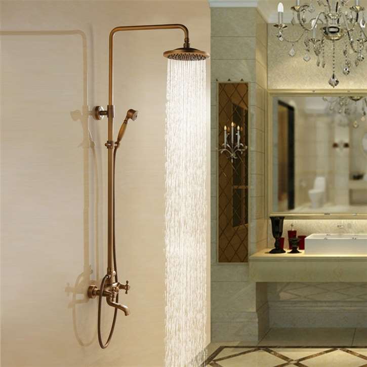 Aurelie Antique Brass Wall Mounted Shower Set