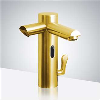 Fontana Lima Gold Finish Commercial Dual Sensor Faucet with Sensor Soap Dispenser