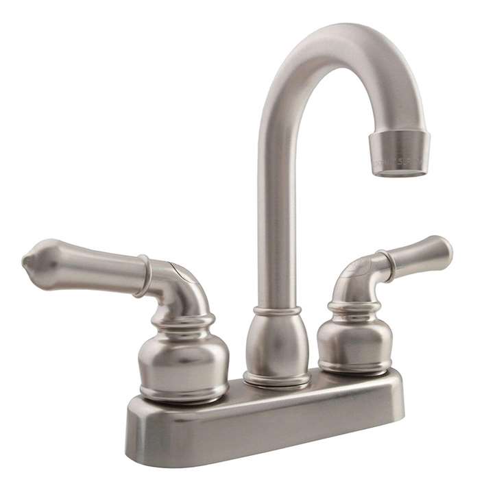 RV Travel Brushed Nickel 6" Tall Spout Faucet Dual Handle