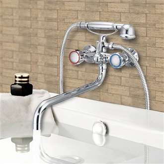 RV Travel Telephone Faucet Chrome Dual Handle with Hand-Shower