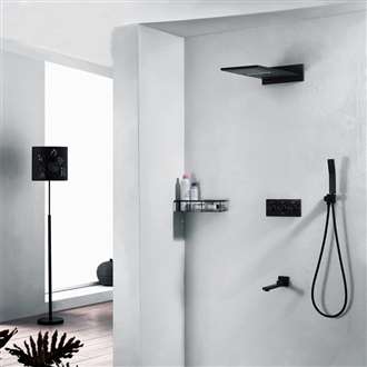 Fontana New Luxury Black Polished Shower head with Tub Spout and hand-Held Shower || Black And Decker Fontana