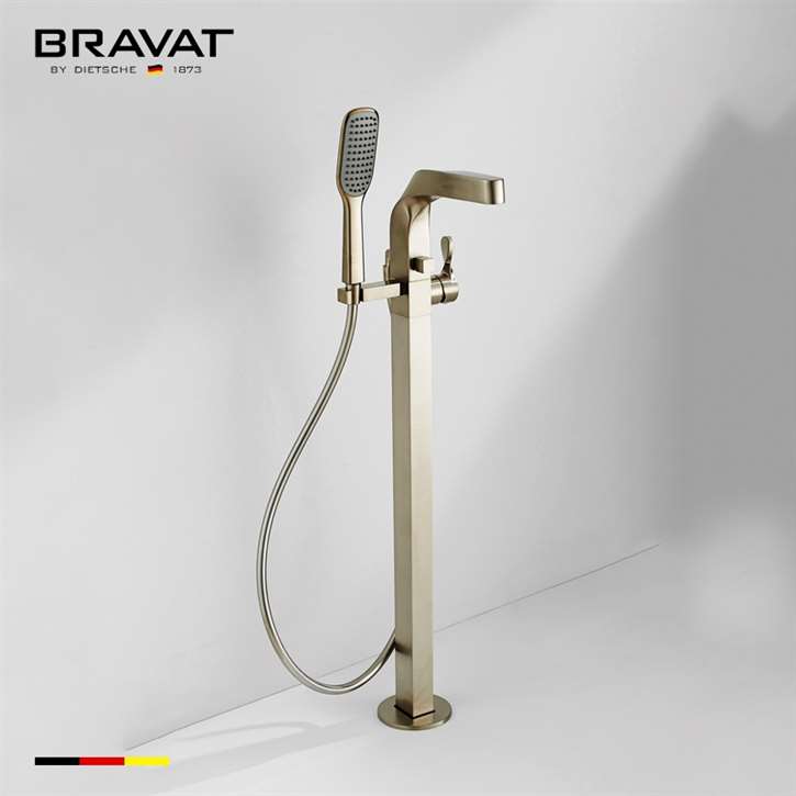 Bravat Luxury Free Standing Gold faucet with Hand-Shower