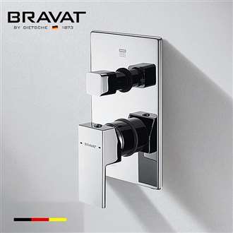 Bravat Amazing Style Square Chrome Dual Handle Wall Mount Faucet