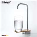 Bravat Stylish Long Neck Faucet Brush Nickel Deck Mount