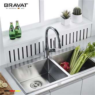 Bravat Stylish Pull-Out Faucet Chrome Deck Kitchen Sink Faucet