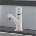 Bravat Sleek White Polished with Gold Decoration Deck Mount Faucet