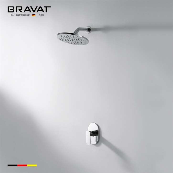 Bravat Contemporary Chrome Rounded Wall Shower Head
