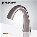 Bravat Brushed Nickel Commercial Application Electronic Automatic Sensor Curve Deck Installation Faucet