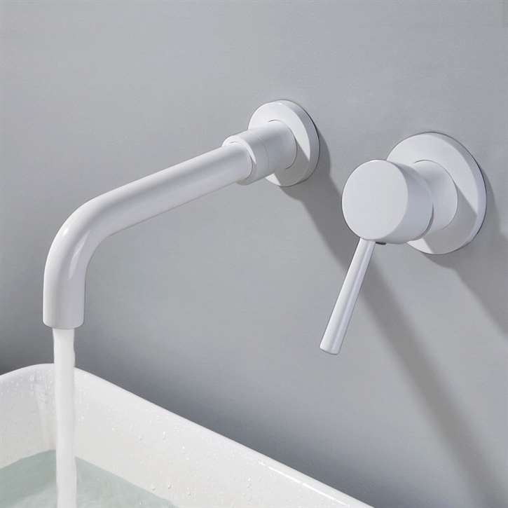 Fontana Milan Single Lever Wall Mount White 8.27" (210MM) Sink Faucet