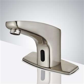 Fontana Sierra Commercial High Quality Brushed Nickel Touchless Automatic Sensor White Sink Faucet