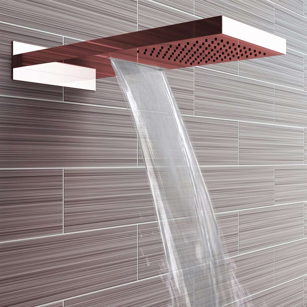 Fontana Reno Wall Mount Rose Gold Rainfall Mixer Shower Set