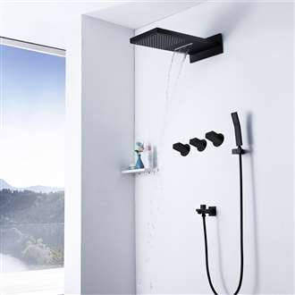 Fontana® Reno Wall Mounted Matte Black Rain Shower Mixer Set