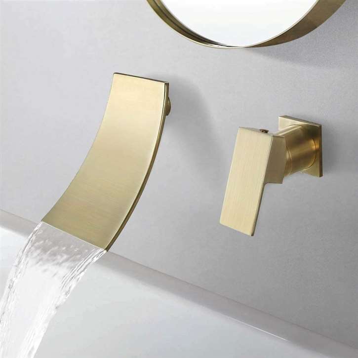Fontana Sierra Brushed Gold Single Lever Waterfall Bathroom Sink Faucet