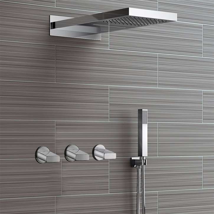 Fontana Reno Wall Mounted Nickel Rainfall Mixer Shower Set