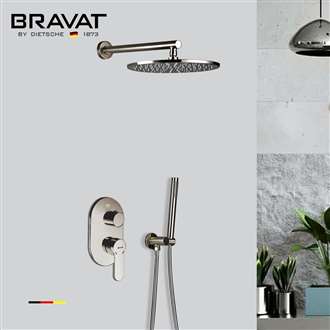 Bravat Round Plated Brushed Nickel Shower Set
