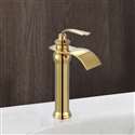 Fontana Florence Gold Waterfall Hot and Cold Water Mixer Bathroom Kitchen Sink Faucet
