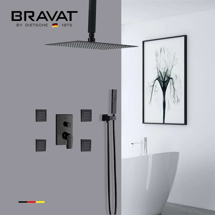 Bravat Showers Hot and Cold Rainfall Bathroom Shower with Massage Jets