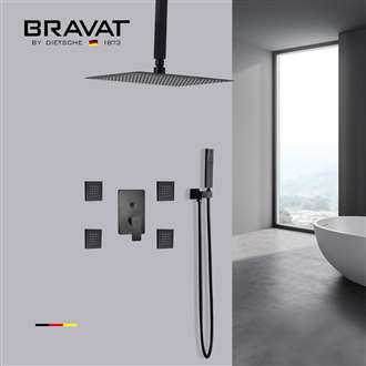 Bravat Showers Hot and Cold Rainfall LED Bathroom Shower with Massage Jets