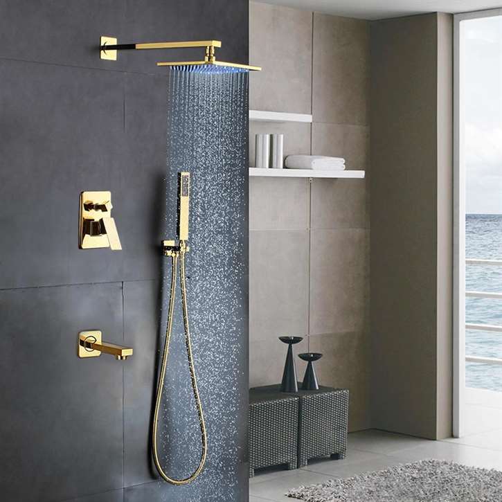 Fontana Lima 16 '' Shiny Gold Finish Water Mixer Wall Shower Faucet Set